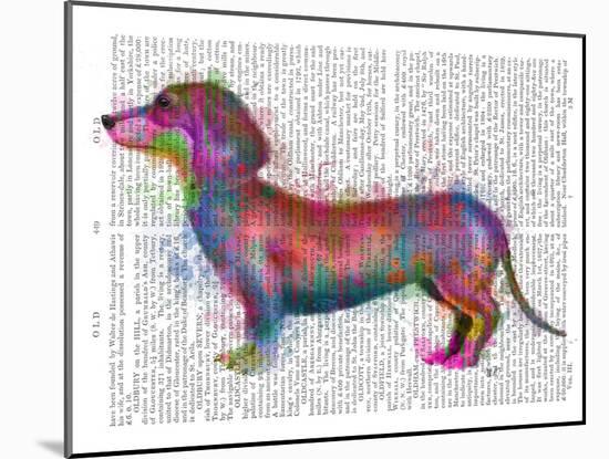 Dachshund Rainbow Splash 1-Fab Funky-Mounted Art Print