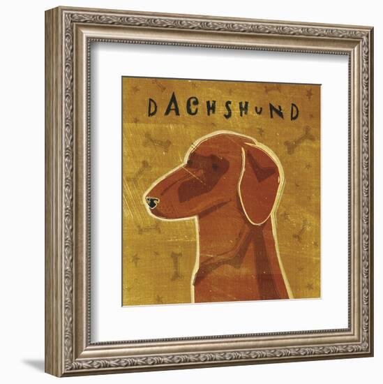 Dachshund (red) (square)-John W^ Golden-Framed Art Print