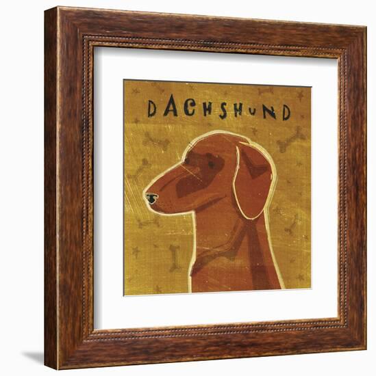 Dachshund (red) (square)-John W^ Golden-Framed Art Print