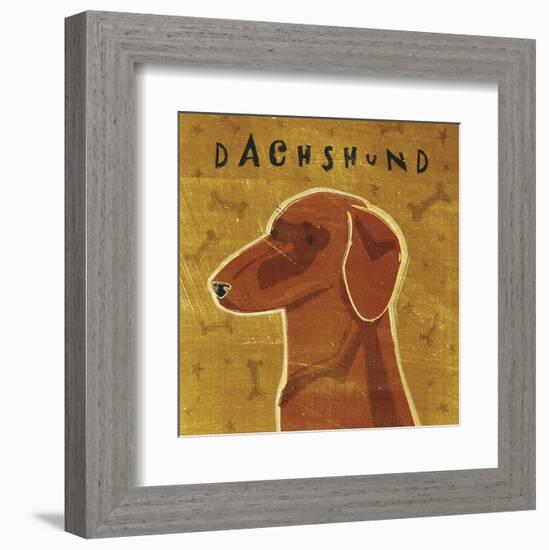 Dachshund (red) (square)-John W^ Golden-Framed Art Print