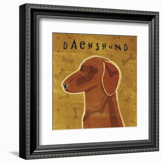 Dachshund (red) (square)-John W^ Golden-Framed Art Print