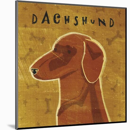 Dachshund (red) (square)-John W^ Golden-Mounted Art Print