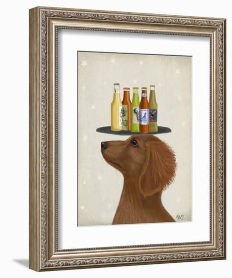 Dachshund Tan Beer Lover-Fab Funky-Framed Art Print