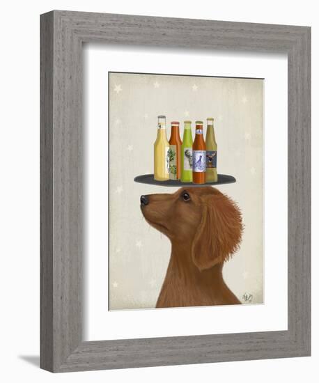 Dachshund Tan Beer Lover-Fab Funky-Framed Art Print