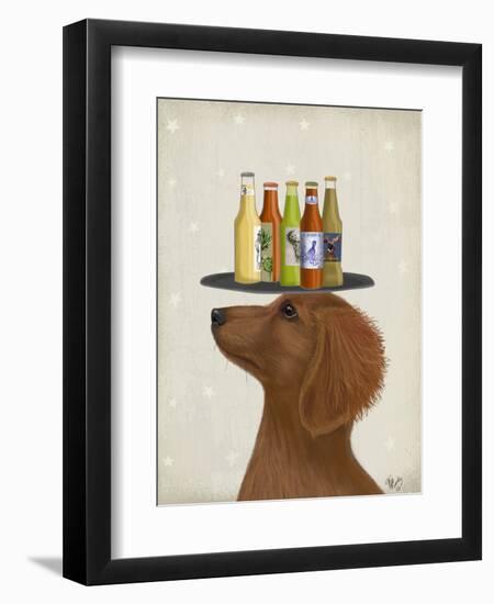 Dachshund Tan Beer Lover-Fab Funky-Framed Art Print