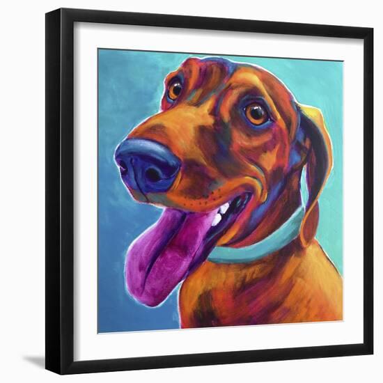 Dachshund - Turquoise-Dawgart-Framed Giclee Print