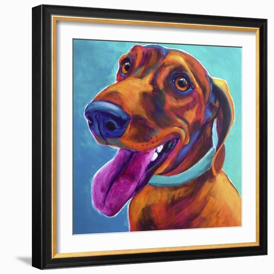 Dachshund - Turquoise-Dawgart-Framed Giclee Print