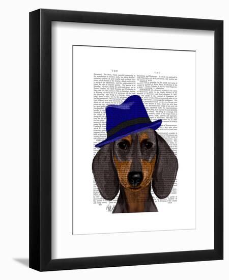 Dachshund with Blue Trilby-Fab Funky-Framed Art Print