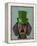 Dachshund with Green Top Hat Black Tan-Fab Funky-Framed Stretched Canvas