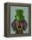 Dachshund with Green Top Hat Black Tan-Fab Funky-Framed Stretched Canvas