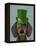 Dachshund with Green Top Hat Black Tan-Fab Funky-Framed Stretched Canvas