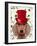Dachshund with Red Top Hat-Fab Funky-Framed Art Print
