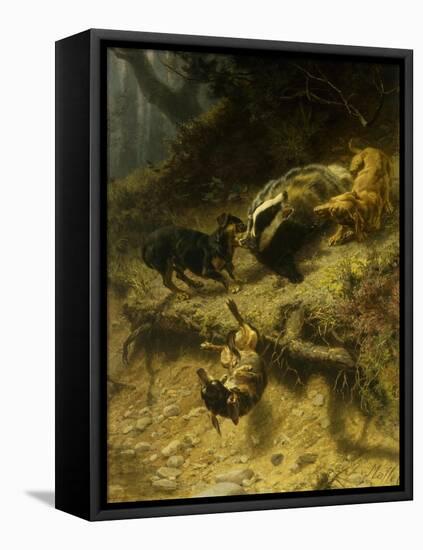 Dachshunds on a Badger, 1882-Guido von Maffei-Framed Premier Image Canvas