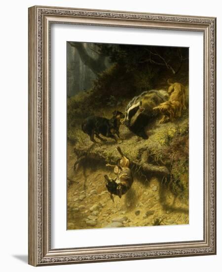 Dachshunds on a Badger, 1882-Guido von Maffei-Framed Giclee Print