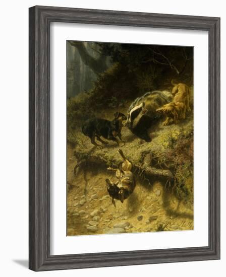 Dachshunds on a Badger, 1882-Guido von Maffei-Framed Giclee Print