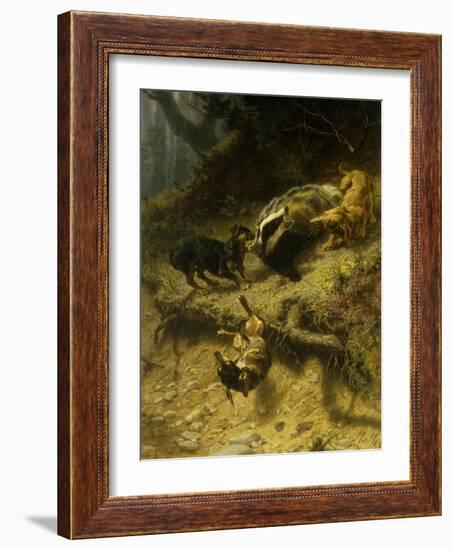 Dachshunds on a Badger, 1882-Guido von Maffei-Framed Giclee Print