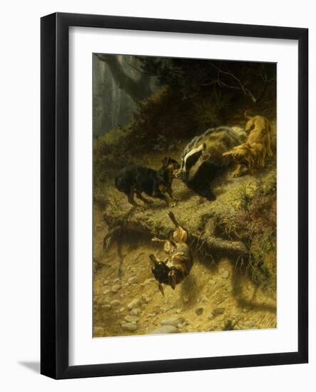 Dachshunds on a Badger, 1882-Guido von Maffei-Framed Giclee Print