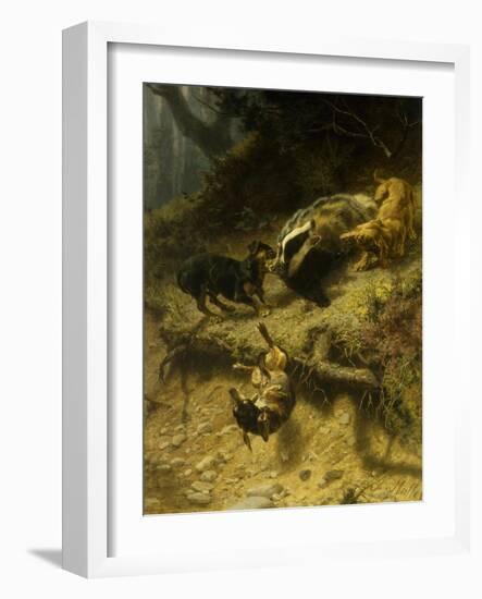 Dachshunds on a Badger, 1882-Guido von Maffei-Framed Giclee Print