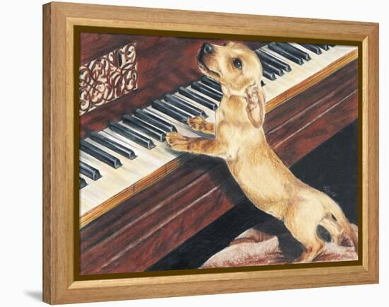 Dachsund Playing Piano-Barbara Keith-Framed Premier Image Canvas