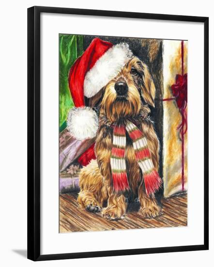 Dachsund Santa Hat-Barbara Keith-Framed Giclee Print