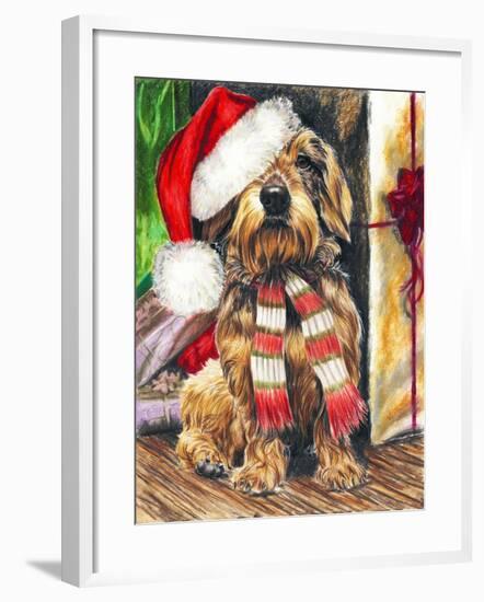 Dachsund Santa Hat-Barbara Keith-Framed Giclee Print