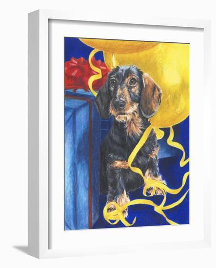 Dachsund with Yellow Ribbons and Balloons-Barbara Keith-Framed Giclee Print