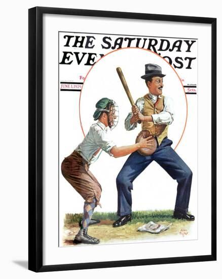 "Dad at Bat," Saturday Evening Post Cover, June 1, 1929-Alan Foster-Framed Giclee Print