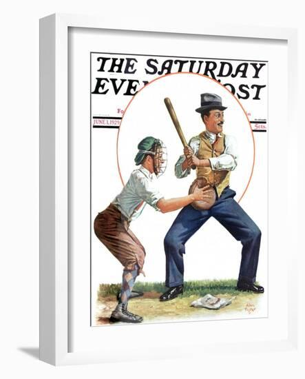 "Dad at Bat," Saturday Evening Post Cover, June 1, 1929-Alan Foster-Framed Giclee Print