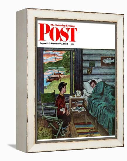 "Dad, the Fish are Biting," Saturday Evening Post Cover, August 25, 1962-Amos Sewell-Framed Premier Image Canvas