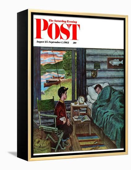 "Dad, the Fish are Biting," Saturday Evening Post Cover, August 25, 1962-Amos Sewell-Framed Premier Image Canvas