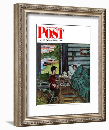 "Dad, the Fish are Biting," Saturday Evening Post Cover, August 25, 1962-Amos Sewell-Framed Giclee Print