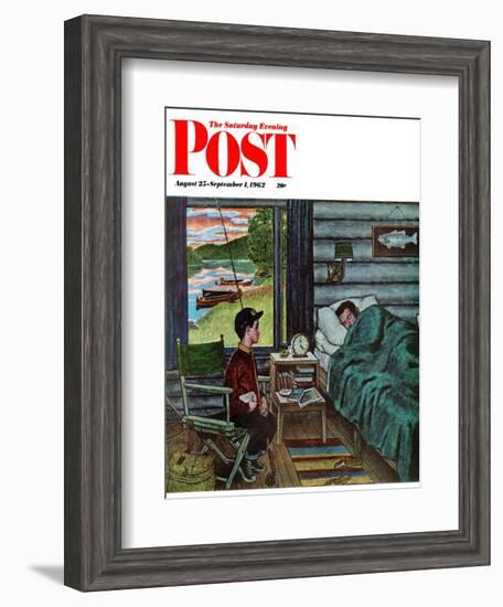 "Dad, the Fish are Biting," Saturday Evening Post Cover, August 25, 1962-Amos Sewell-Framed Giclee Print