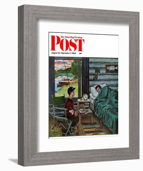 "Dad, the Fish are Biting," Saturday Evening Post Cover, August 25, 1962-Amos Sewell-Framed Giclee Print