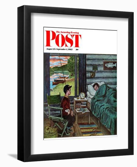 "Dad, the Fish are Biting," Saturday Evening Post Cover, August 25, 1962-Amos Sewell-Framed Giclee Print