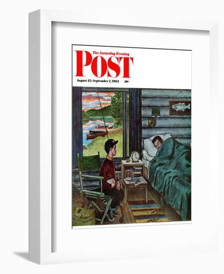 "Dad, the Fish are Biting," Saturday Evening Post Cover, August 25, 1962-Amos Sewell-Framed Giclee Print