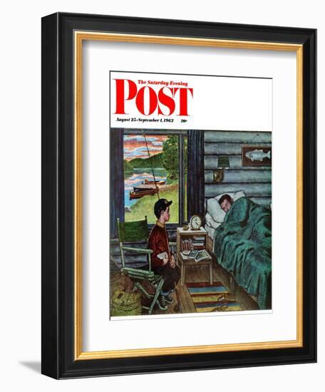 "Dad, the Fish are Biting," Saturday Evening Post Cover, August 25, 1962-Amos Sewell-Framed Giclee Print