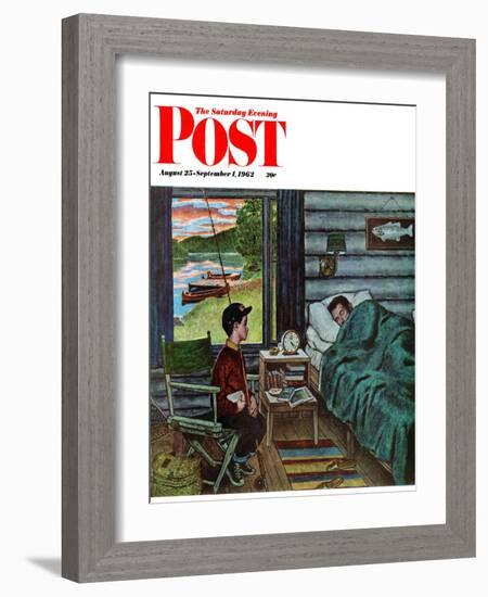 "Dad, the Fish are Biting," Saturday Evening Post Cover, August 25, 1962-Amos Sewell-Framed Giclee Print