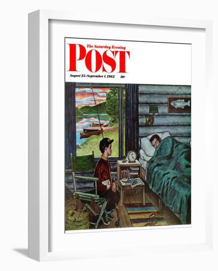 "Dad, the Fish are Biting," Saturday Evening Post Cover, August 25, 1962-Amos Sewell-Framed Giclee Print