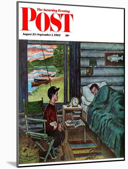 "Dad, the Fish are Biting," Saturday Evening Post Cover, August 25, 1962-Amos Sewell-Mounted Giclee Print