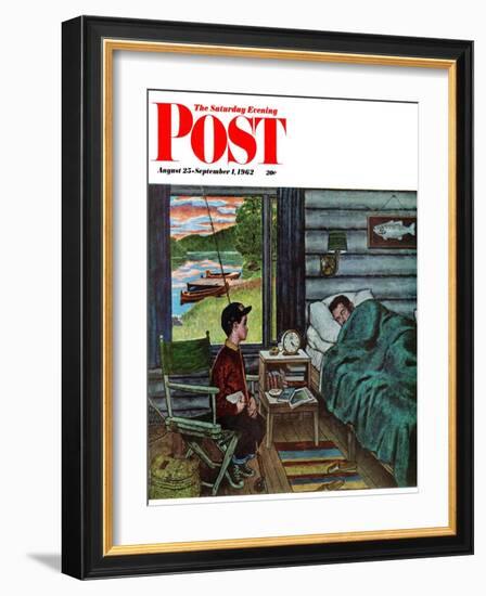 "Dad, the Fish are Biting," Saturday Evening Post Cover, August 25, 1962-Amos Sewell-Framed Giclee Print