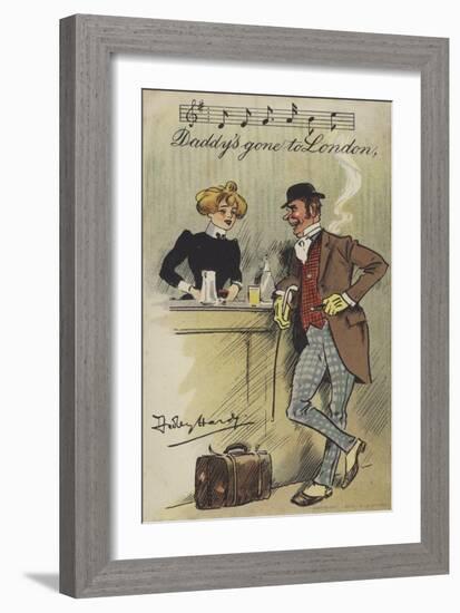 Daddy's Gone to London (Colour Litho)-Dudley Hardy-Framed Giclee Print