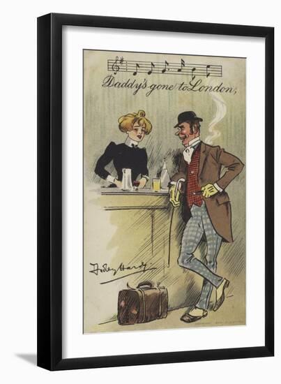 Daddy's Gone to London (Colour Litho)-Dudley Hardy-Framed Giclee Print