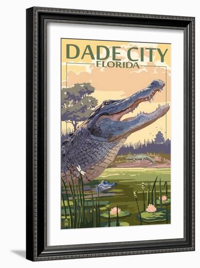 Dade City, Florida - Alligator Scene-Lantern Press-Framed Art Print