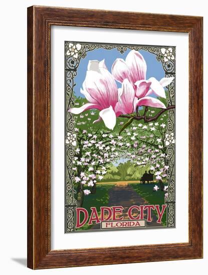 Dade City, Florida - Magnolias-Lantern Press-Framed Art Print