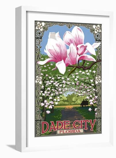 Dade City, Florida - Magnolias-Lantern Press-Framed Art Print