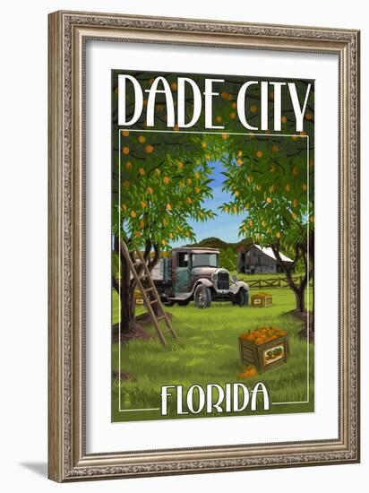 Dade City, Florida - Orange Orchard Scene-Lantern Press-Framed Art Print