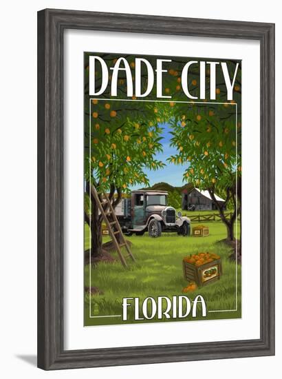 Dade City, Florida - Orange Orchard Scene-Lantern Press-Framed Art Print