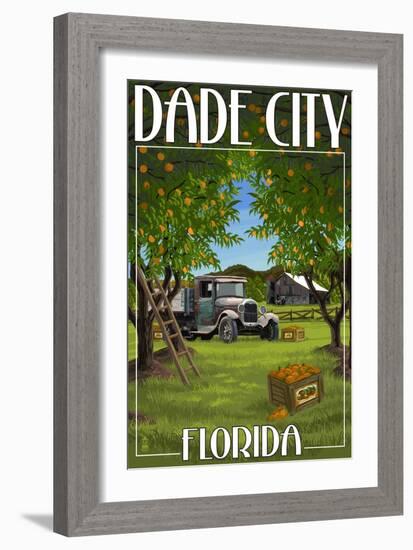 Dade City, Florida - Orange Orchard Scene-Lantern Press-Framed Art Print