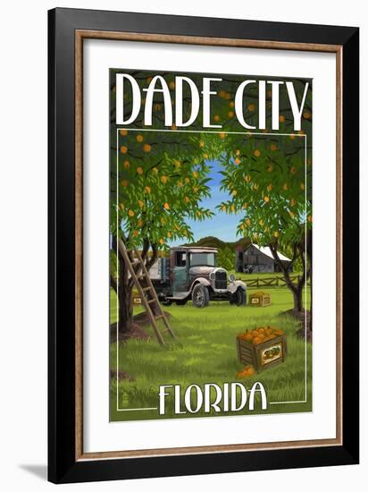 Dade City, Florida - Orange Orchard Scene-Lantern Press-Framed Art Print