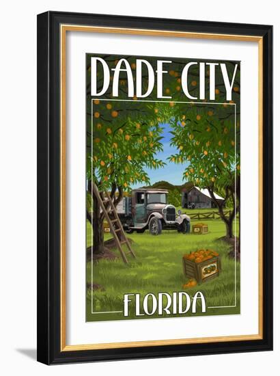 Dade City, Florida - Orange Orchard Scene-Lantern Press-Framed Art Print